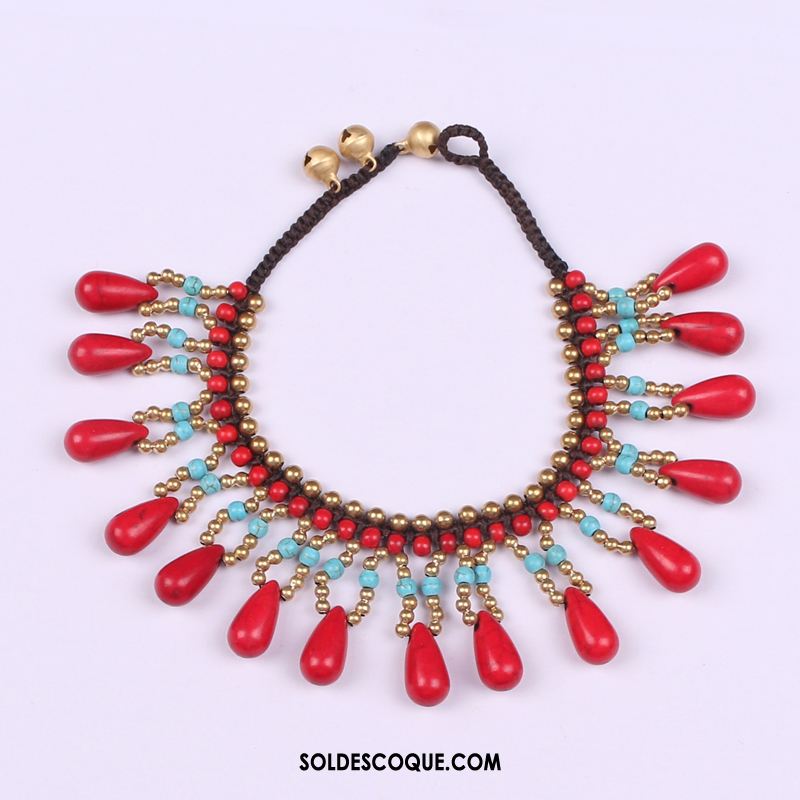 Bracelet De Cheville Femme Rouge Modèles Féminins Folk-custom Simple Manuel En Vente