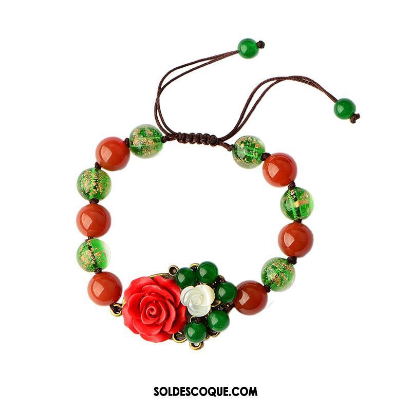 Bracelets Femme Tissage Accessoires Rétro Simple Rouge Soldes
