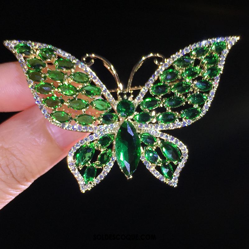 Broche Femme Cardigan Vert Papillon Corsage Accessoires Soldes