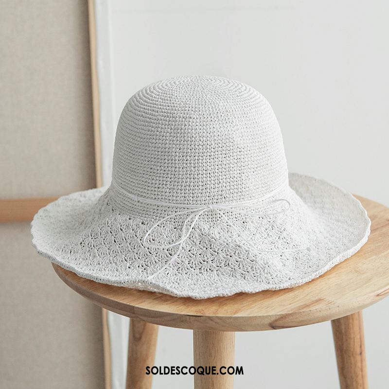 Casquette Chapeau Femme Chapeau Blanc Chapeau De Soleil Creux Plage Soldes