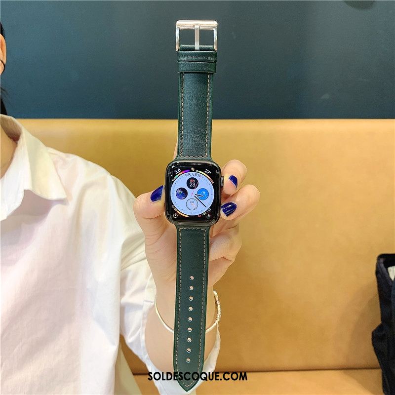 Coque Apple Watch Series 5 Cuir Vert Silicone Pas Cher