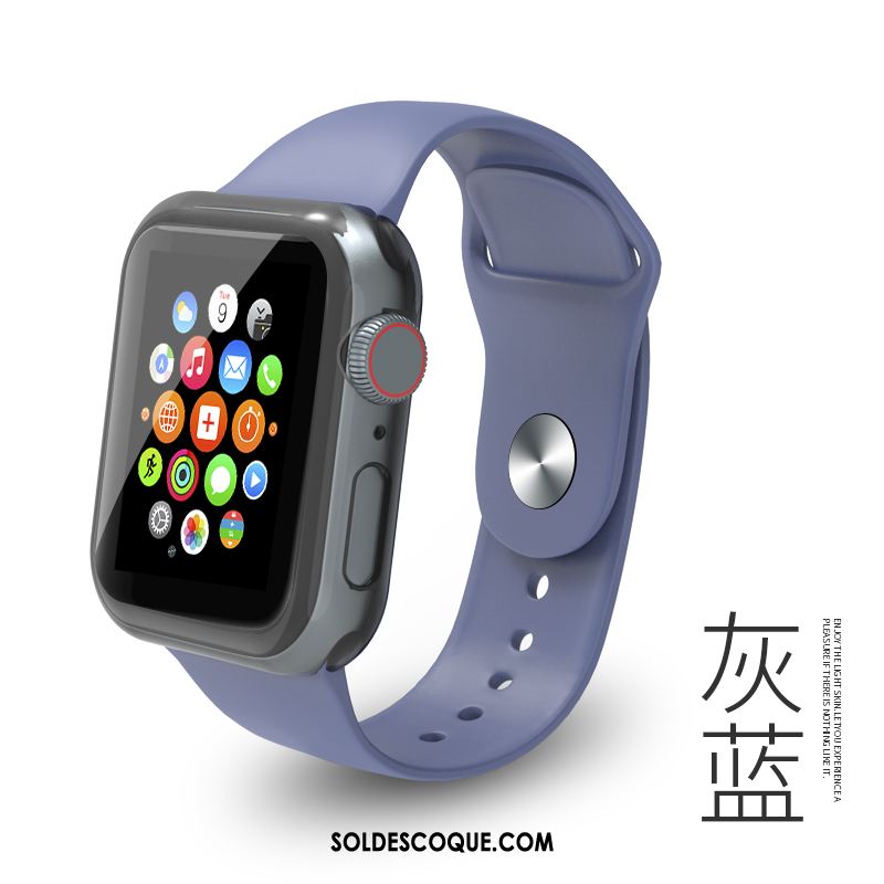 Coque Apple Watch Series 5 Sport Silicone Personnalité Bleu Tendance En Vente