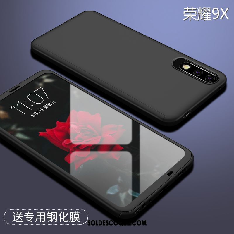 Coque Honor 9x Délavé En Daim Téléphone Portable Noir Incassable Nouveau En Ligne