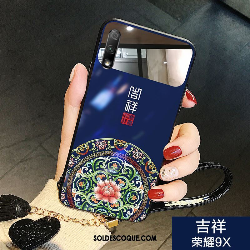 Coque Honor 9x Incassable Verre Téléphone Portable Bleu Étui Pas Cher
