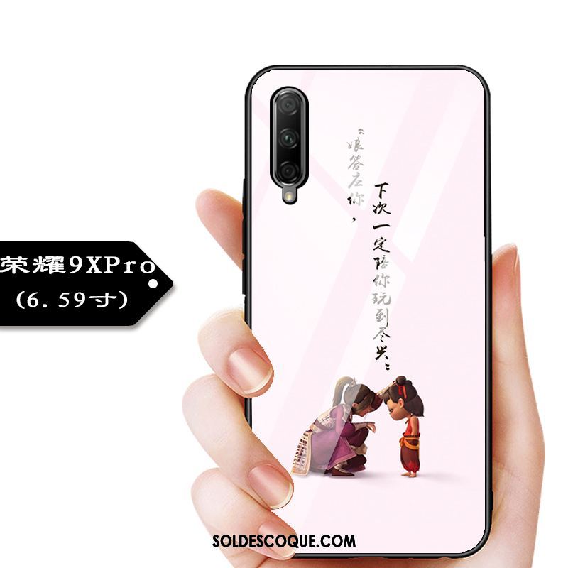 Coque Honor 9x Pro Amoureux Rose Téléphone Portable Verre Créatif Soldes
