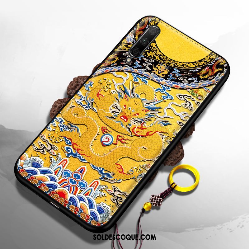 Coque Honor 9x Pro Dragon Téléphone Portable Jaune Fluide Doux Très Mince Housse Soldes