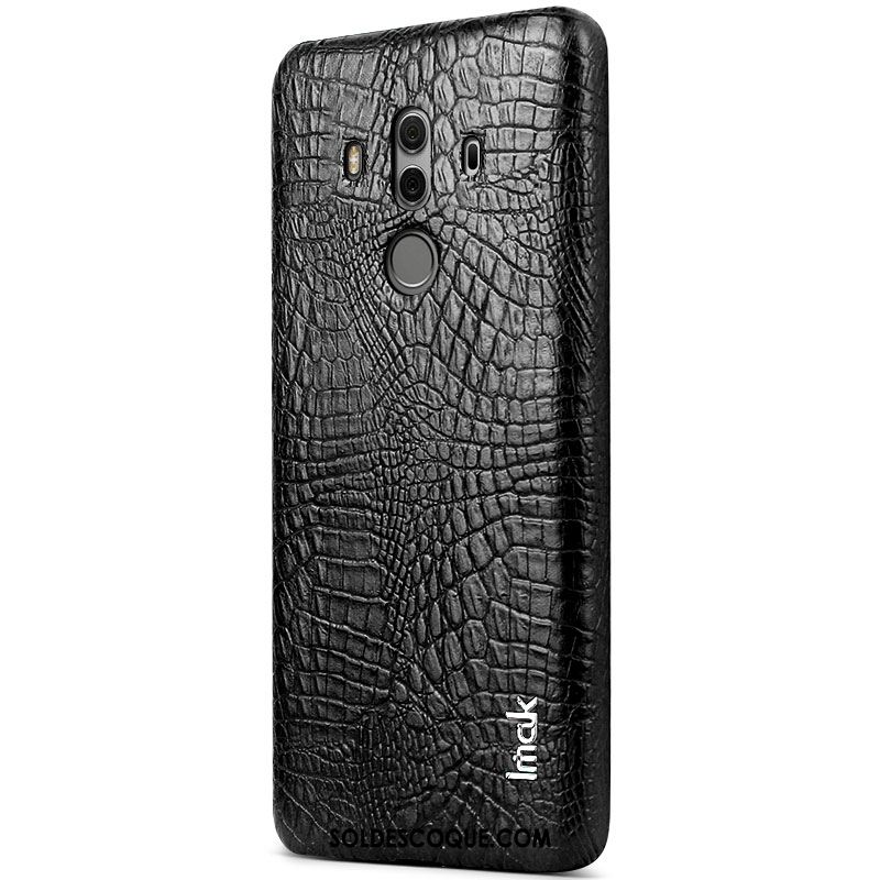 Coque Huawei Mate 10 Pro Téléphone Portable Similicuir Protection Noir Crocodile Modèle Soldes