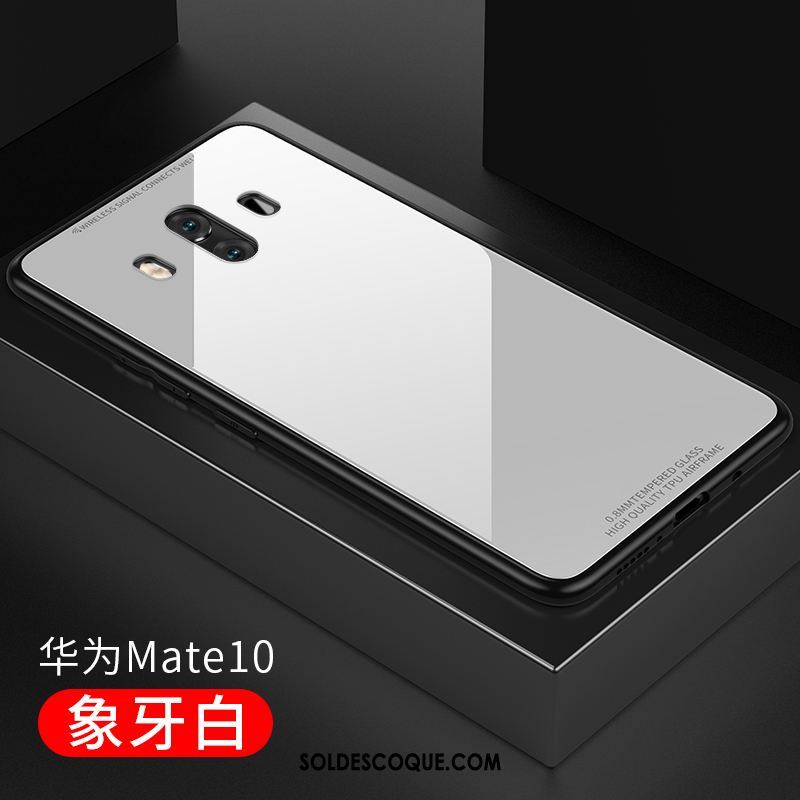 Coque Huawei Mate 10 Verre Tendance Téléphone Portable Difficile Blanc Soldes