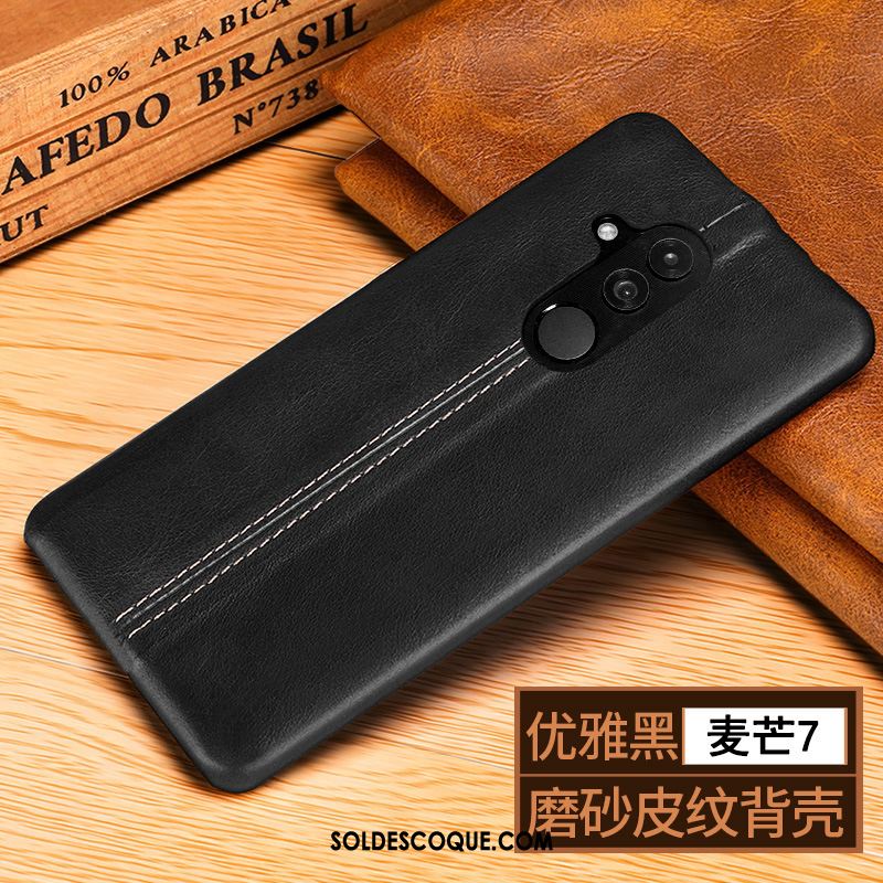 Coque Huawei Mate 20 Lite Noir Incassable Téléphone Portable Cuir Véritable Business Soldes
