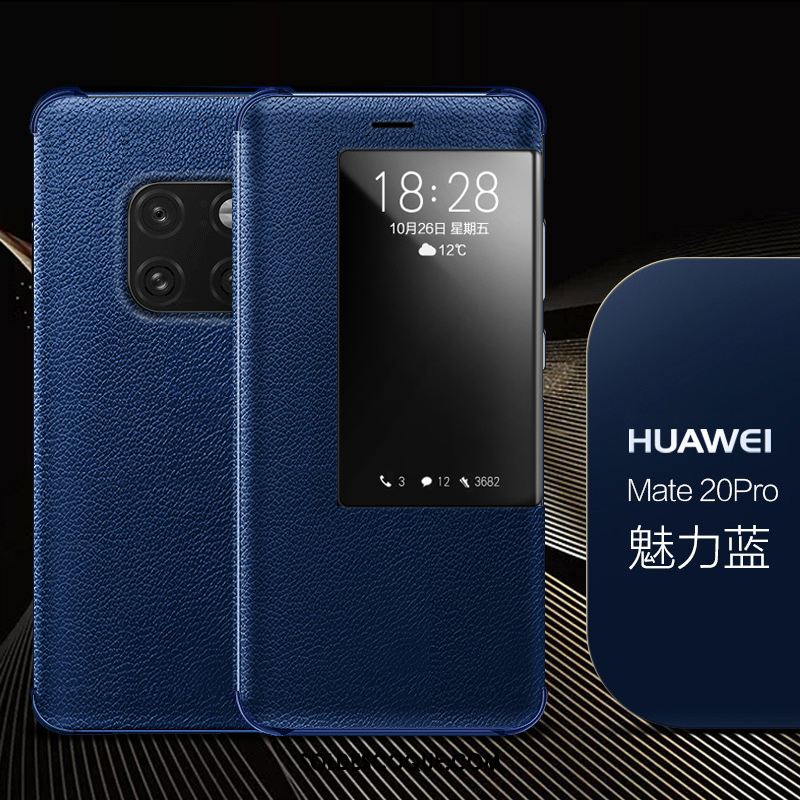 Coque Huawei Mate 20 Pro Étui En Cuir Téléphone Portable Tout Compris Incassable Bleu Housse En Vente