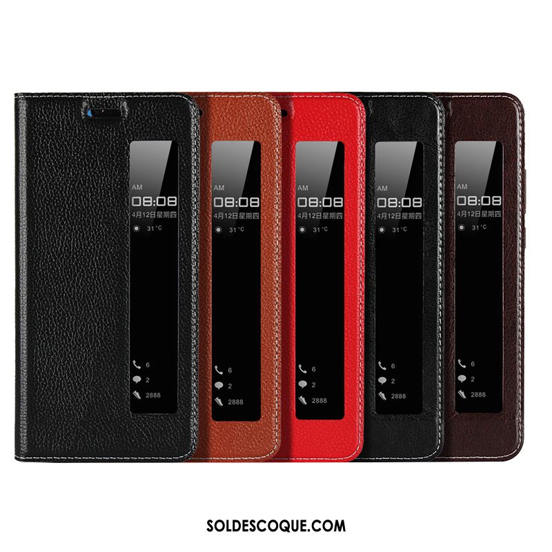Coque Huawei Mate 20 Pro Étui Étui En Cuir Rouge Luxe Incassable Housse Pas Cher