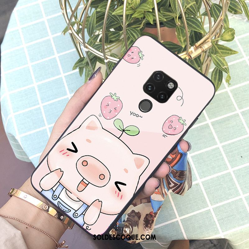 Coque Huawei Mate 20 Téléphone Portable Rose Protection Style Chinois Verre Housse Pas Cher