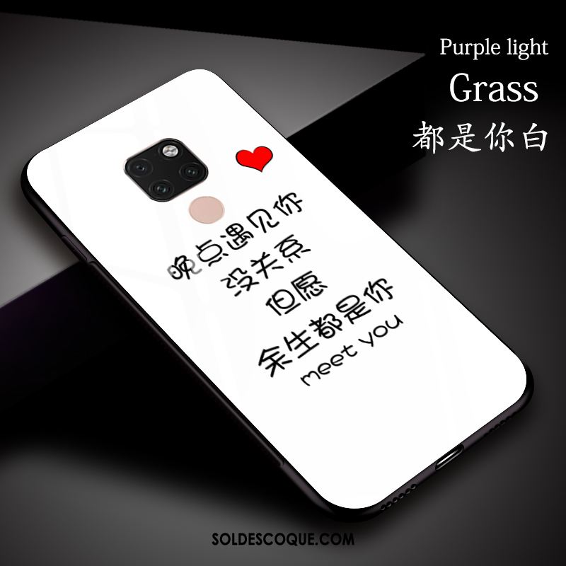 Coque Huawei Mate 20 X Blanc Amoureux Téléphone Portable Fluide Doux Simple Soldes