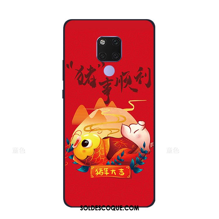 Coque Huawei Mate 20 X Style Chinois Téléphone Portable Rouge Délavé En Daim Vintage En Ligne