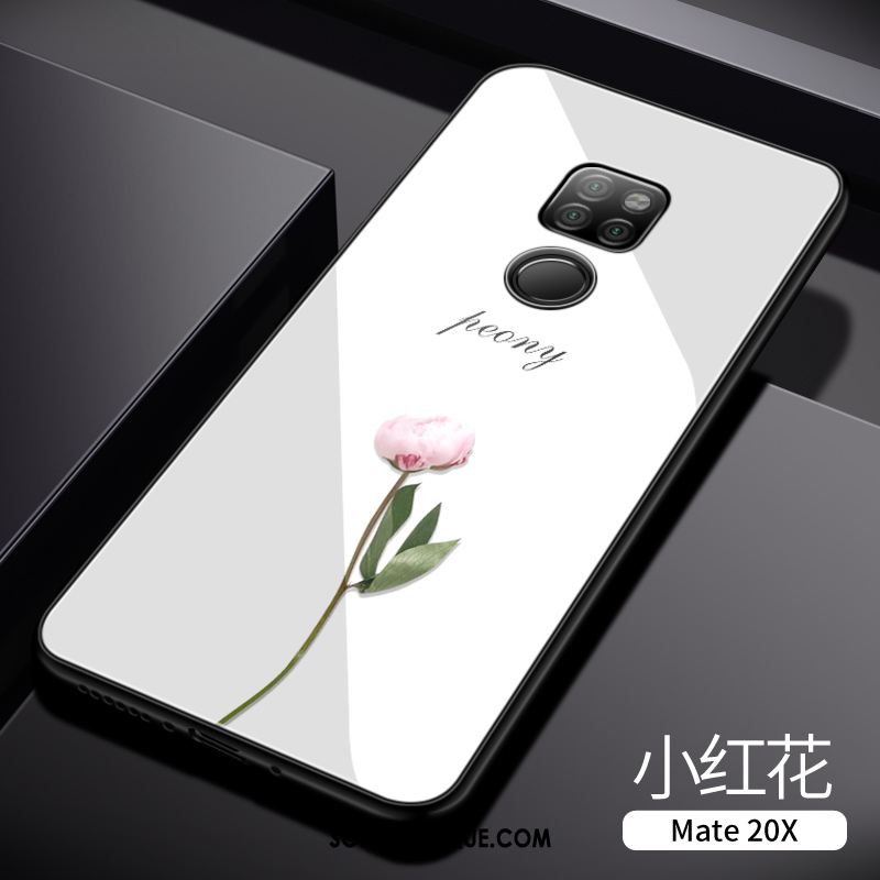 Coque Huawei Mate 20 X Verre Amoureux Téléphone Portable Blanc Étui Pas Cher