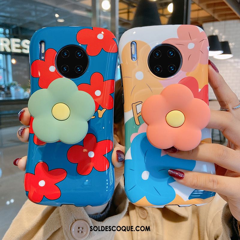 Coque Huawei Mate 30 Pro Bleu Fluide Doux Fleurs Téléphone Portable Net Rouge En Ligne