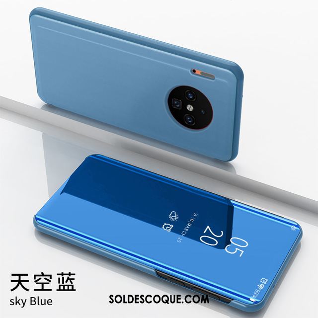 Coque Huawei Mate 30 Pro Étui Protection Bleu Support Miroir Pas Cher