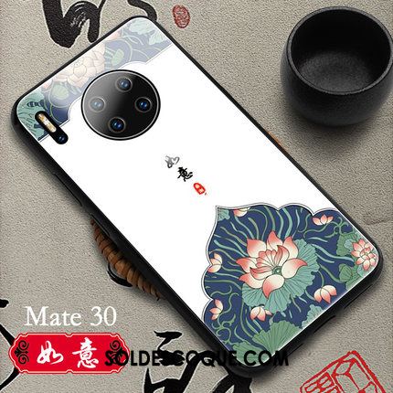Coque Huawei Mate 30 Téléphone Portable Style Chinois Blanc Verre Authentique Soldes