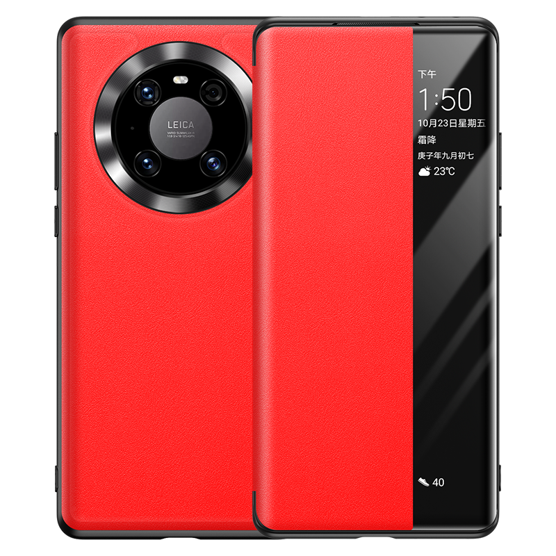 Coque Huawei Mate 40 Pro Étui Rouge Protection Clamshell Cuir En Vente