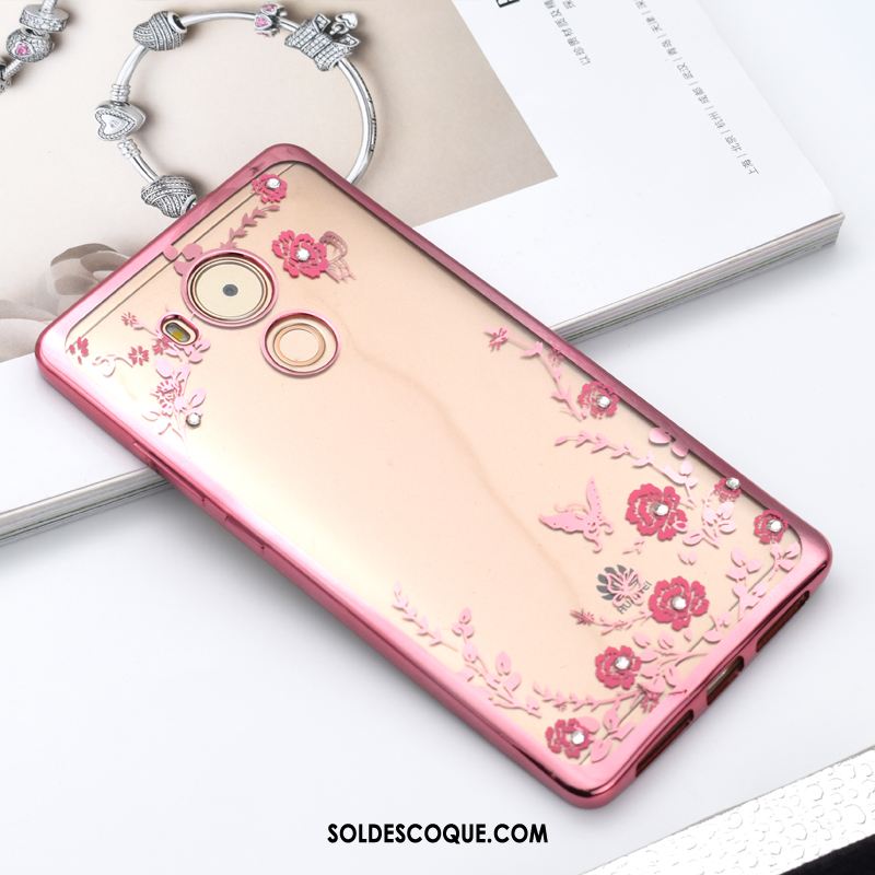 Coque Huawei Mate 8 Téléphone Portable Or Rose Étui Strass Placage Pas Cher