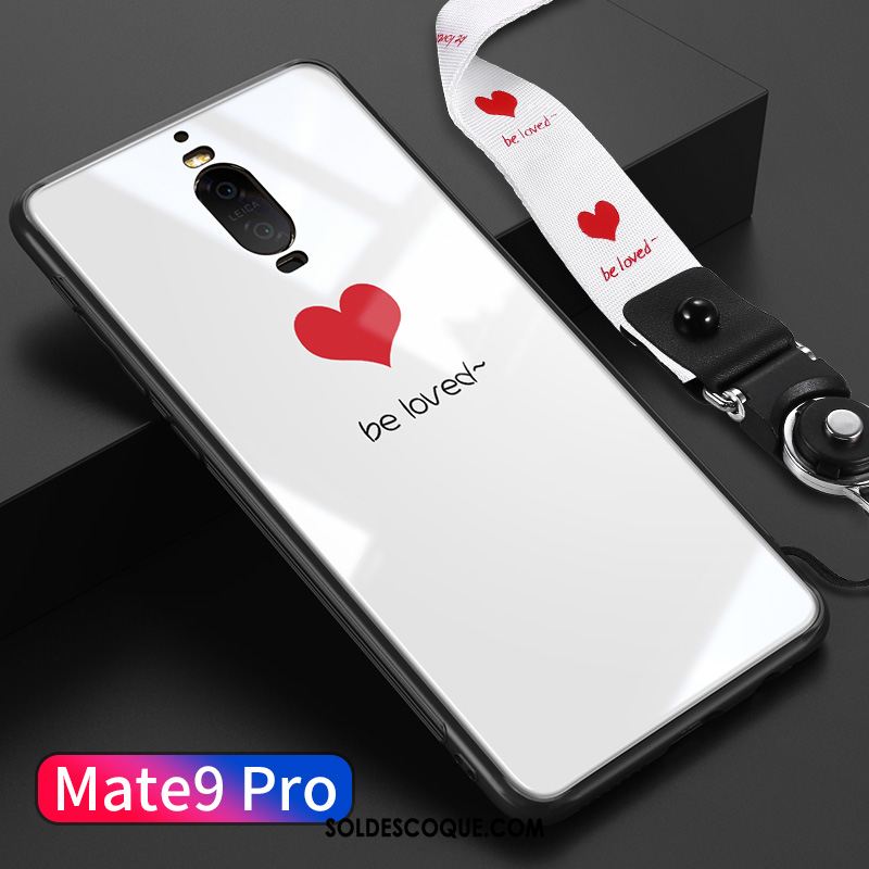 Coque Huawei Mate 9 Pro Net Rouge Amoureux Verre Tendance Incassable En Vente