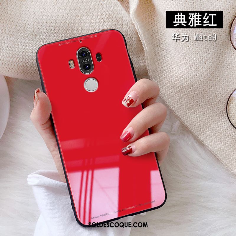 Coque Huawei Mate 9 Verre Rouge Tendance Téléphone Portable Étui Pas Cher