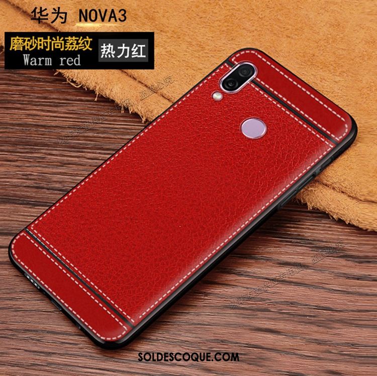 Coque Huawei Nova 3 Fluide Doux Incassable Téléphone Portable Étui En Cuir Rouge Pas Cher