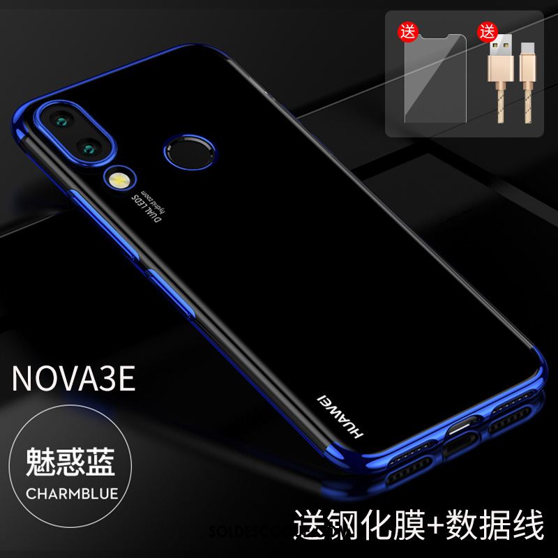 Coque Huawei Nova 3e Téléphone Portable Transparent Silicone Bleu Très Mince France