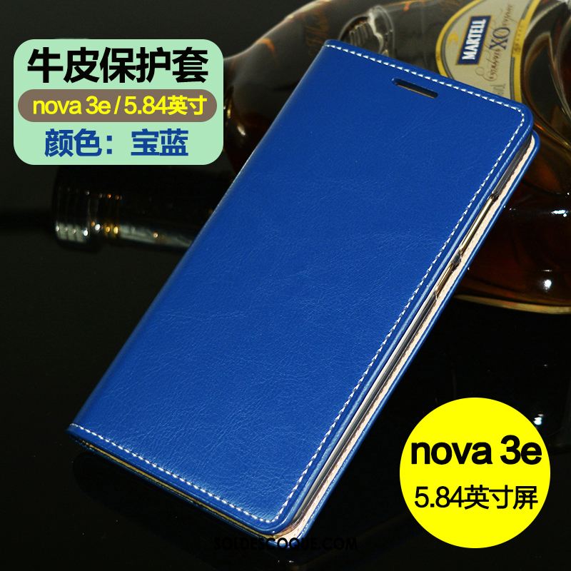 Coque Huawei Nova 3e Étui En Cuir Téléphone Portable Bleu Tout Compris Protection Housse En Ligne