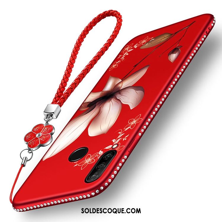 Coque Huawei P Smart+ 2019 Fluide Doux Étui Téléphone Portable Rouge Support Soldes
