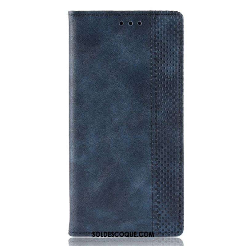 Coque Huawei P Smart 2020 Étui Téléphone Portable Boucle Magnétique Étui En Cuir Bleu Marin Pas Cher