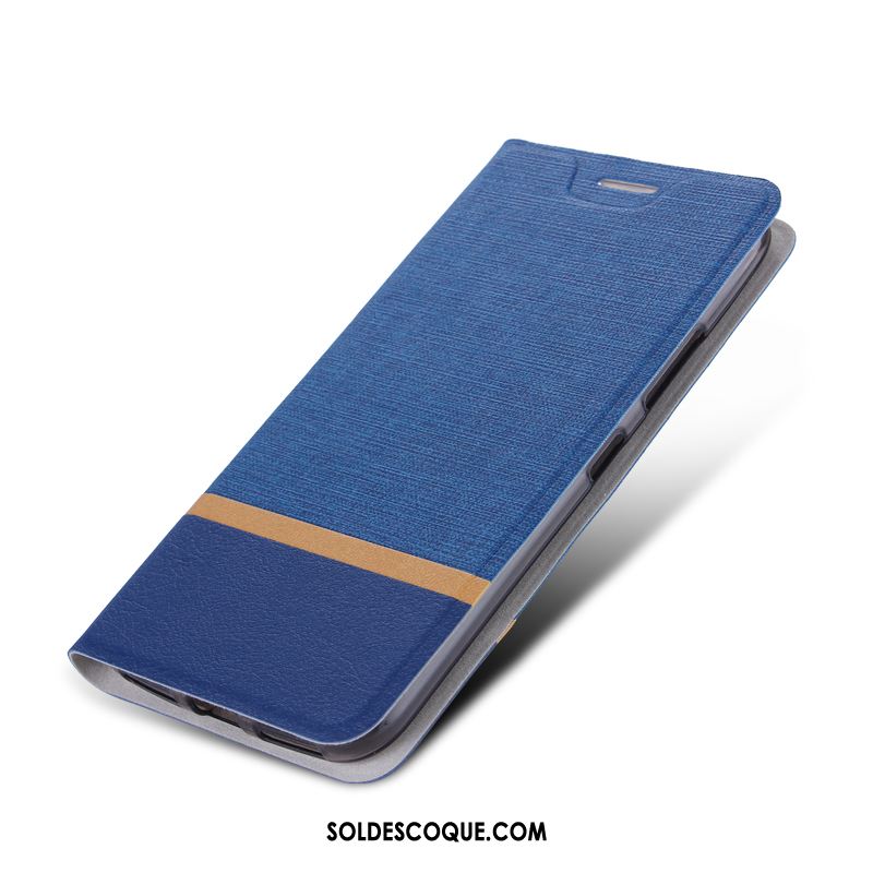 Coque Huawei P Smart+ Bleu Téléphone Portable Étui En Cuir Protection Pas Cher