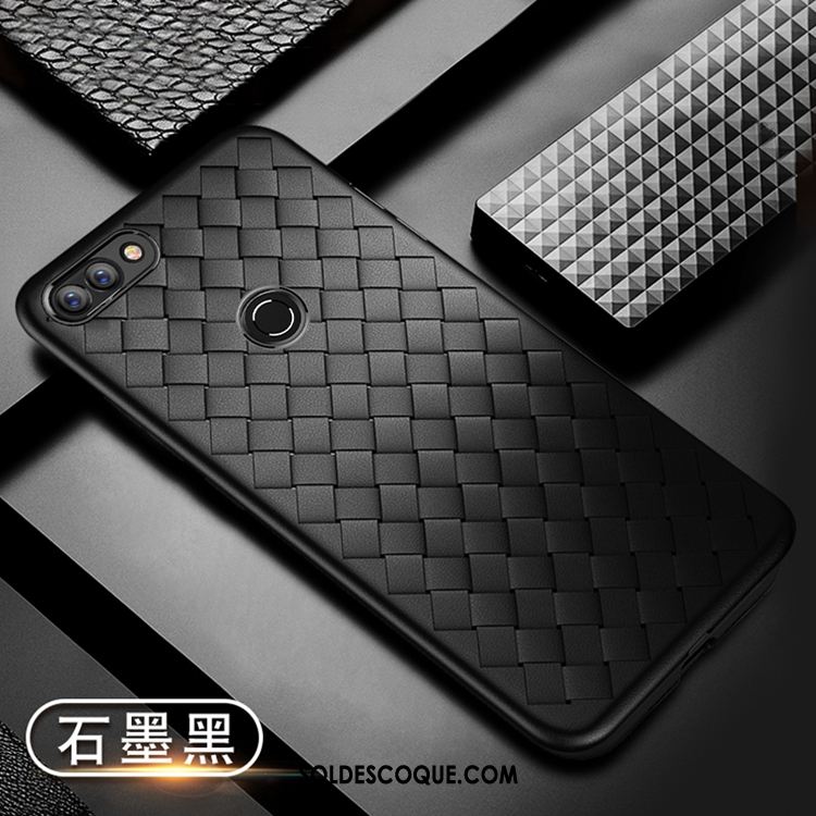 Coque Huawei P Smart Noir Tissage Refroidissement Étui En Cuir Téléphone Portable Pas Cher