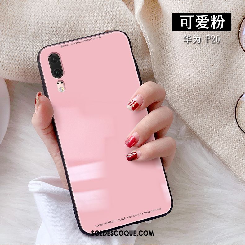 Coque Huawei P20 Blanc Rose Verre Téléphone Portable En Vente