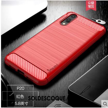 Coque Huawei P20 Fluide Doux Rouge Refroidissement Étui Téléphone Portable Soldes