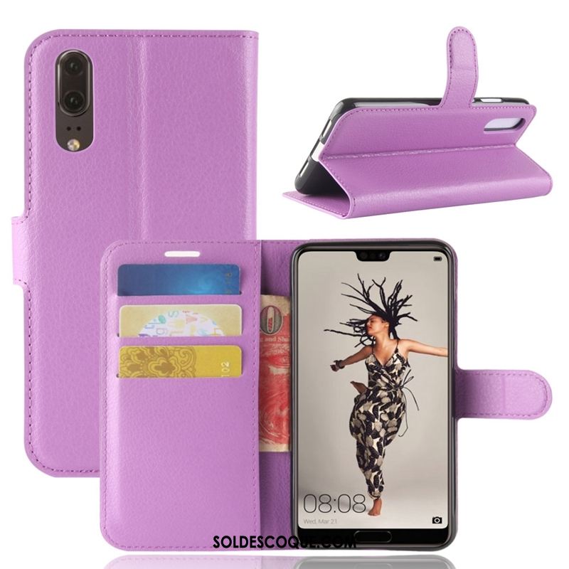 Coque Huawei P20 Téléphone Portable Protection Clamshell Violet Étui En Cuir Housse En Ligne
