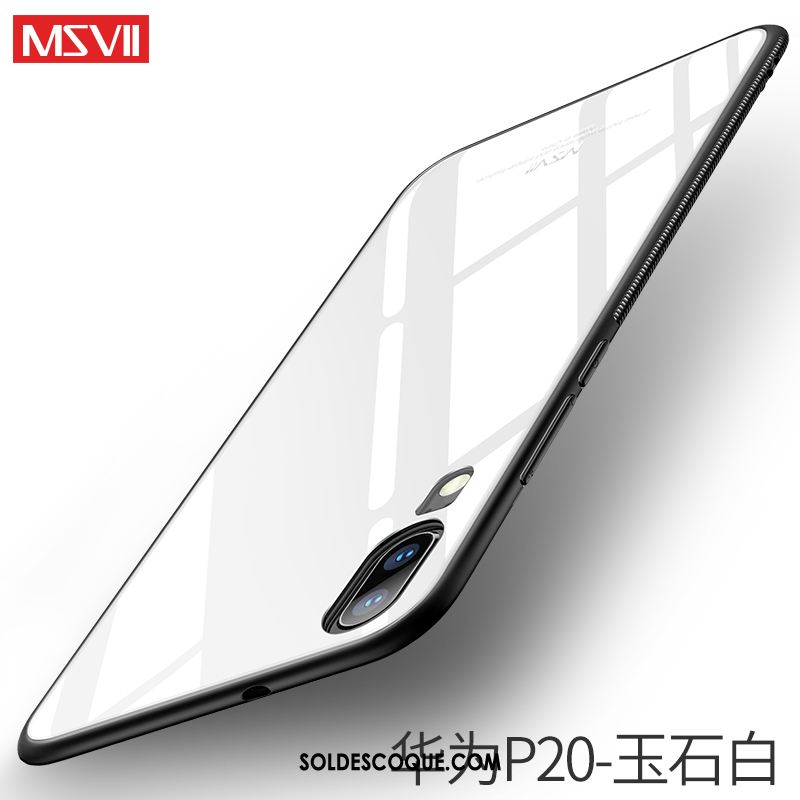 Coque Huawei P20 Téléphone Portable Verre Difficile Blanc Étui Pas Cher