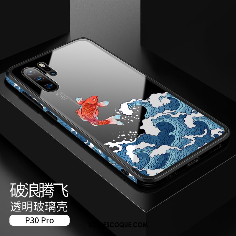 Coque Huawei P30 Pro Bleu Protection Téléphone Portable Transparent Verre Pas Cher