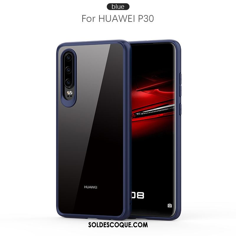 Coque Huawei P30 Transparent Créatif Très Mince Pu Bleu Soldes