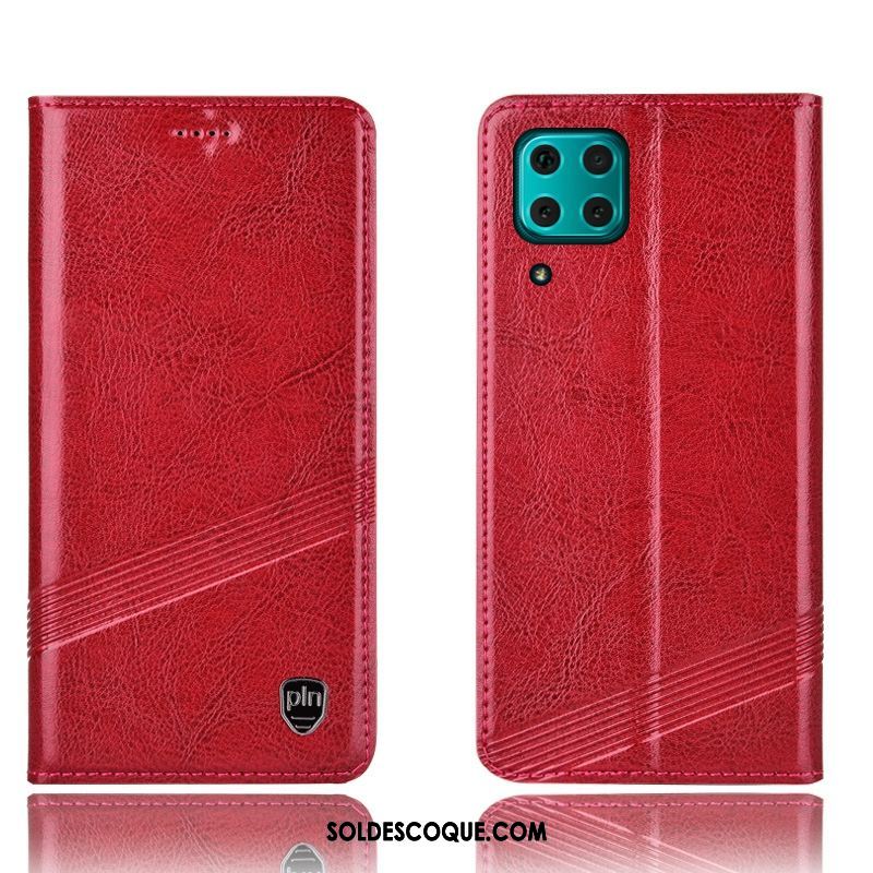Coque Huawei P40 Lite Rouge Étui En Cuir Téléphone Portable Incassable Protection En Vente