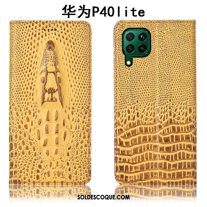 Coque Huawei P40 Lite Étui En Cuir Téléphone Portable Jaune Protection Tout Compris En Vente