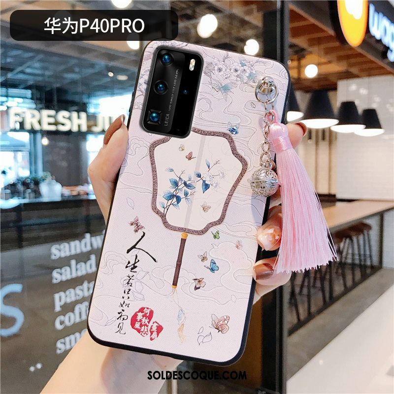 Coque Huawei P40 Pro Téléphone Portable À Franges Protection Rose Style Chinois En Vente