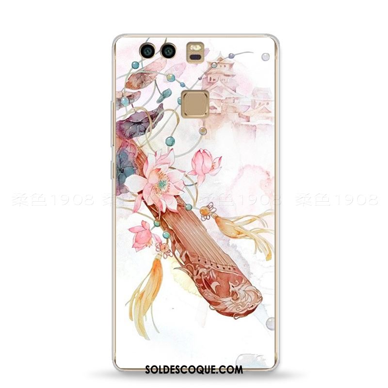 Coque Huawei P9 Vintage Frais Vent Gaufrage Style Chinois Pas Cher