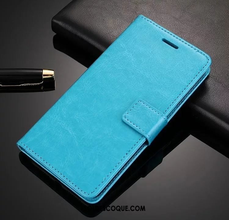 Coque Huawei Y6 2018 Clamshell Téléphone Portable Bleu Étui Étui En Cuir Housse Pas Cher