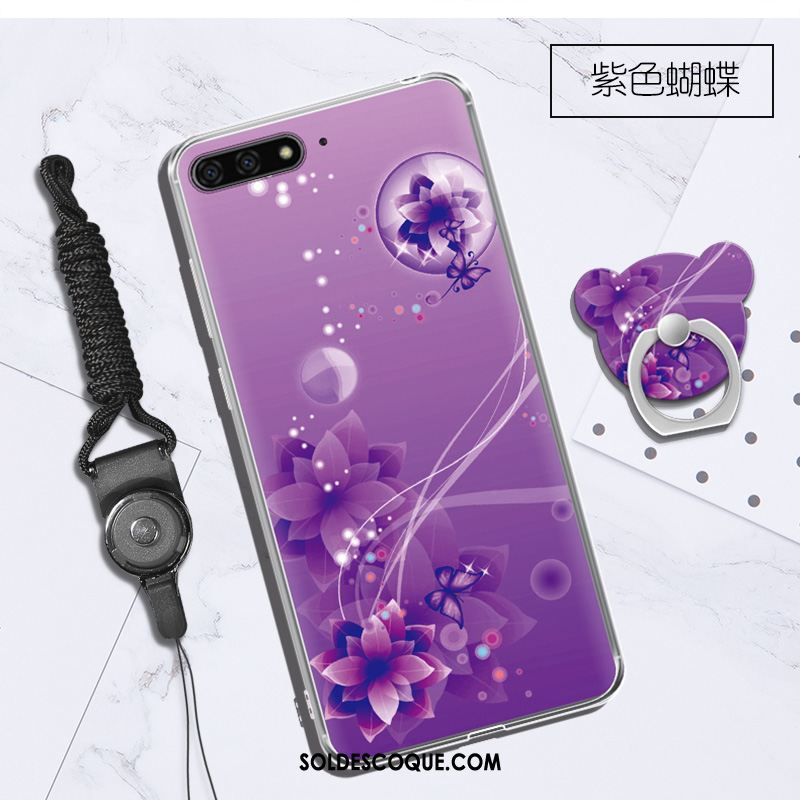 Coque Huawei Y6 2018 Fluide Doux Violet Transparent Protection Étui Pas Cher