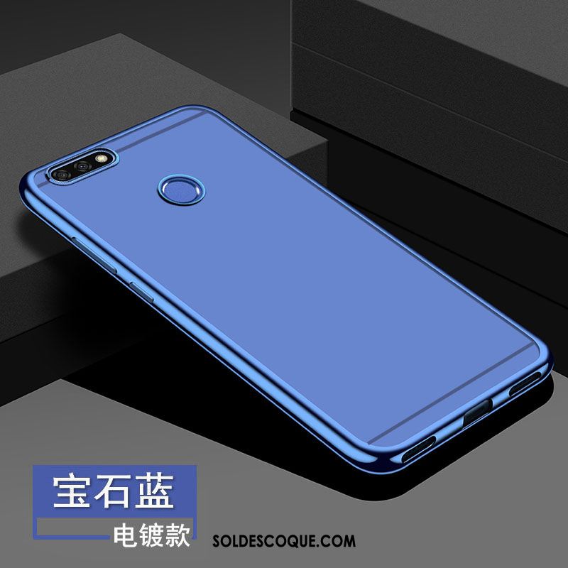 Coque Huawei Y7 2018 Protection Incassable Anneau Bleu Silicone En Vente