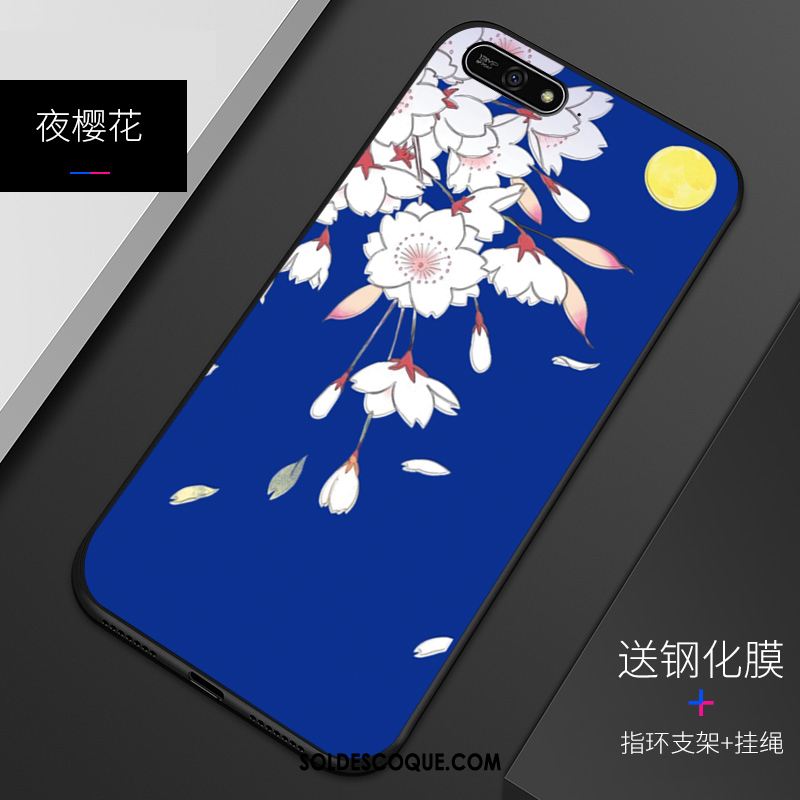 Coque Huawei Y7 2018 Téléphone Portable Personnalisé Modèle Étui Bleu En Vente