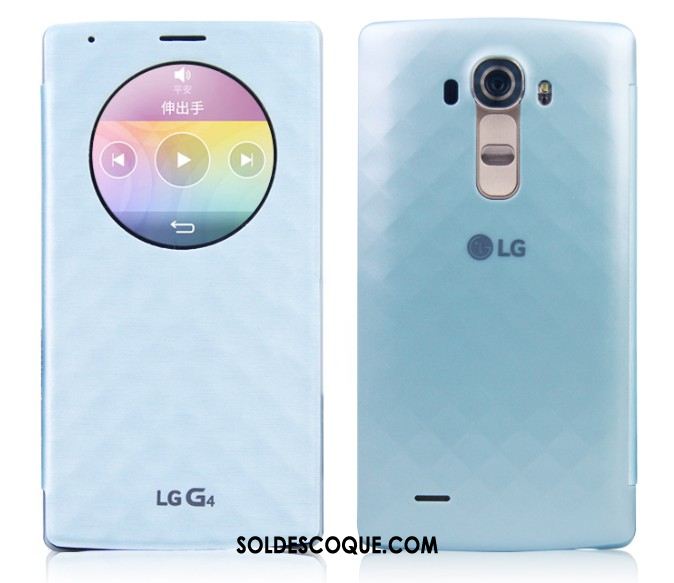 Coque Lg G4 Téléphone Portable Étui En Cuir Protection Dormance Bleu Pas Cher