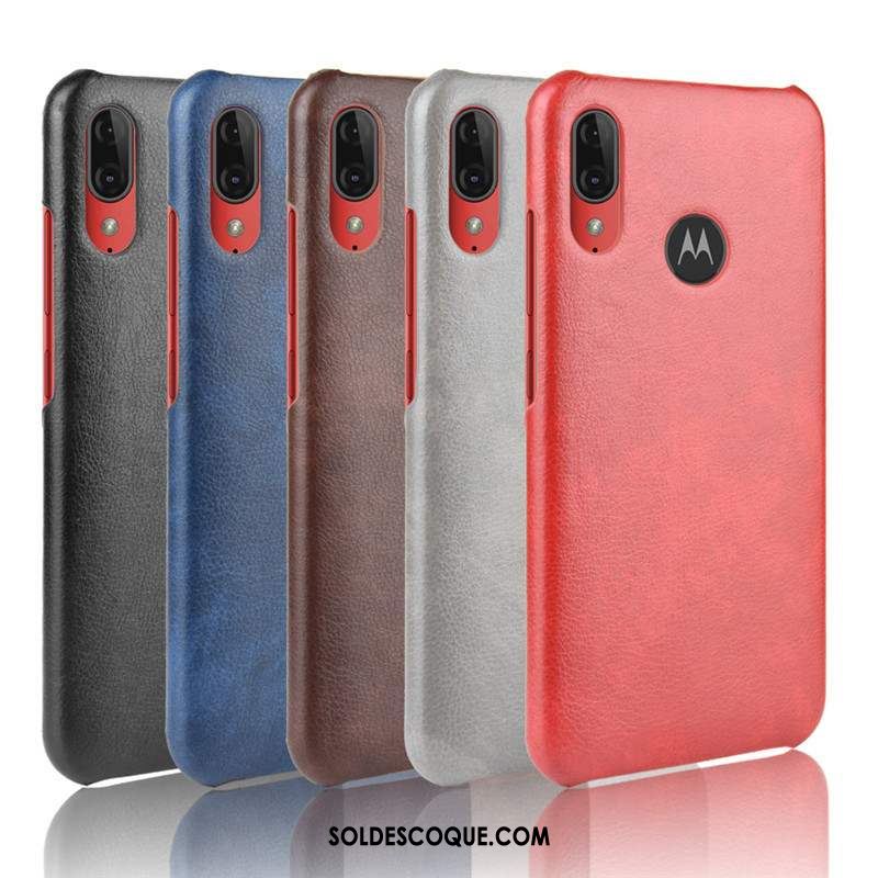 Coque Moto E6 Plus Cuir Rouge Protection Téléphone Portable Qualité En Vente