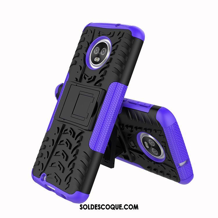 Coque Moto G6 Support Armure Violet Protection Membrane Pas Cher